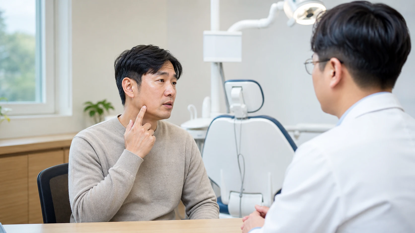 어금니 임플란트 잇몸뼈 소실 관리와 검진 장면