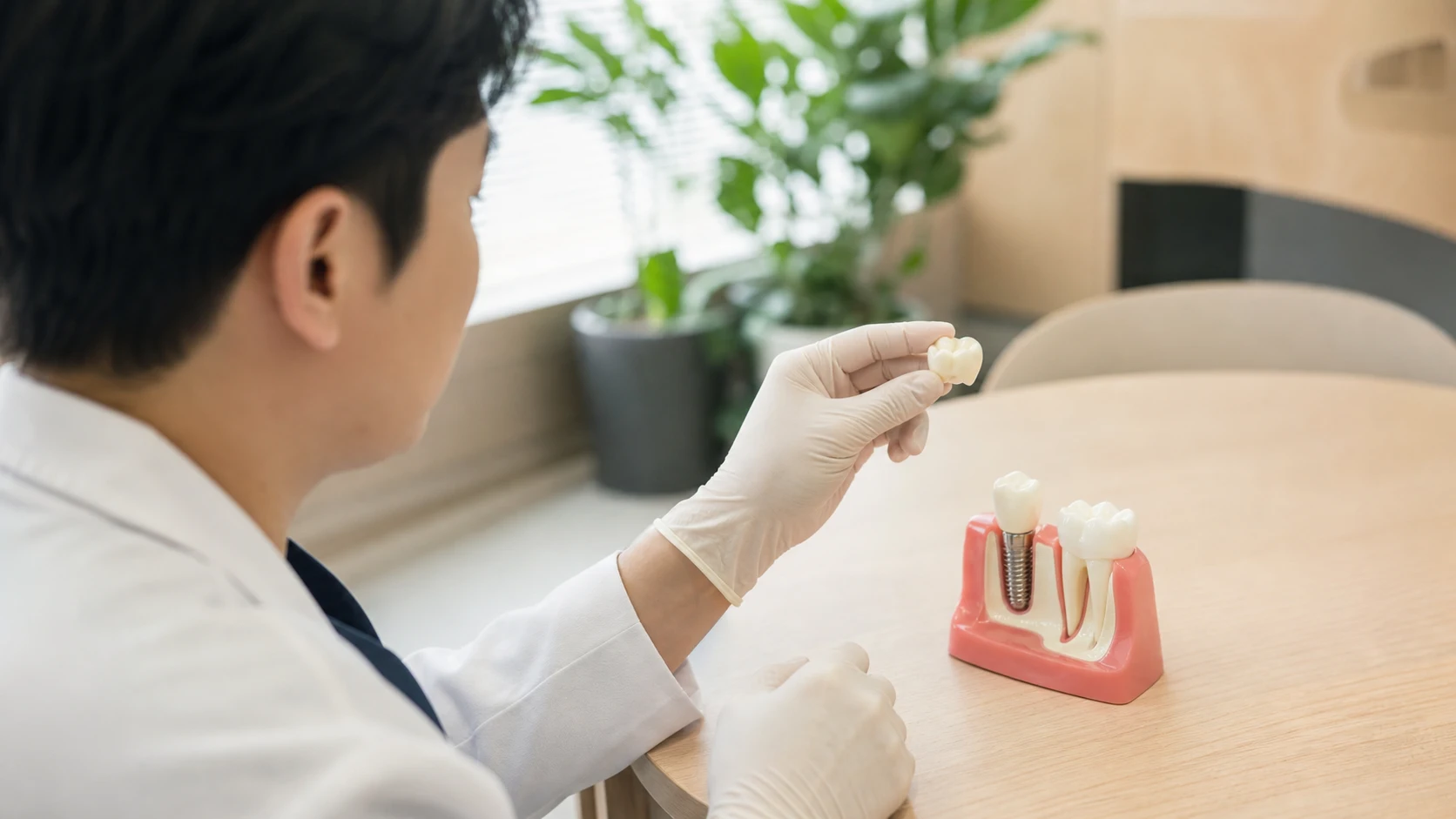 어금니 임플란트 뼈이식 수명 관리와 검진 장면